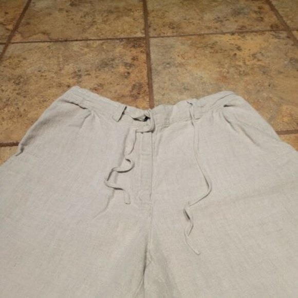J. Jill Linen Women's Size 6P Crop Pants Beige Zip Drawstring Waist Pockets - Picture 2 of 12